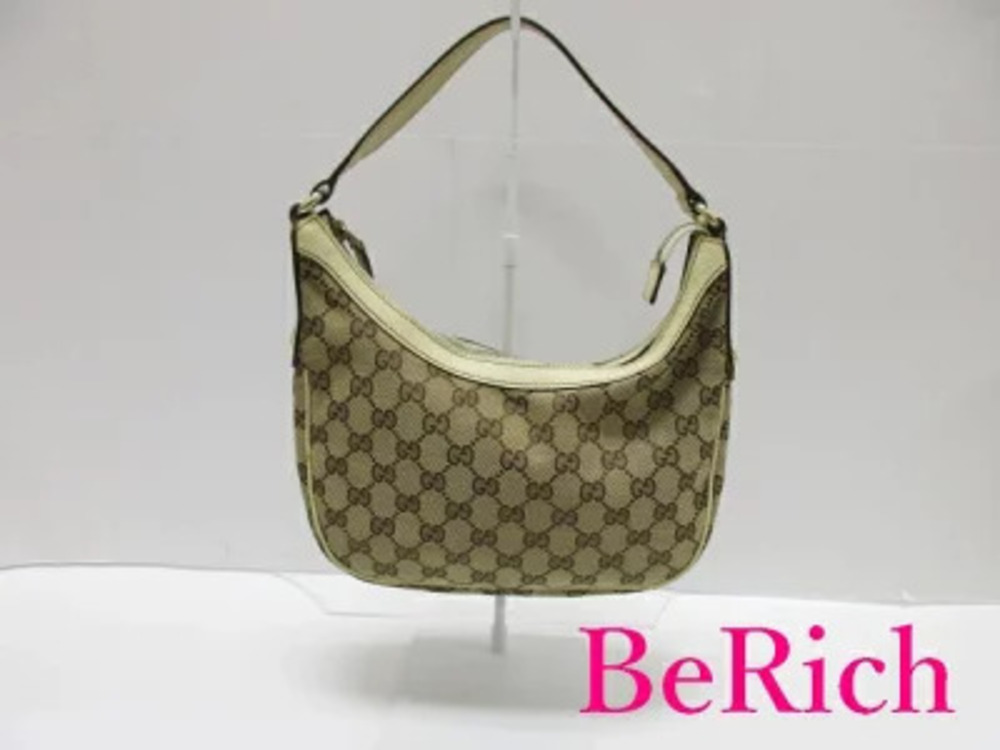 Gucci Hobo Bag GG Canvas Leather Brown Ivory White Hobo Handbag